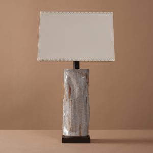 Tall Undulating Cylinder organic handmade ceramic lamp by artist Clate Grunden, available from RUNE, New York.
