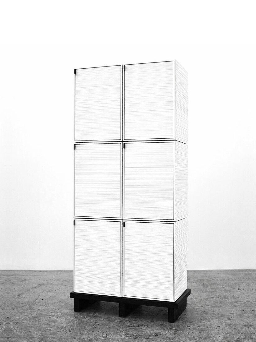 6 Rectangles Chest of Doors in sawn, whitened maple & brass by John Eric Byers for RUNE, New York.