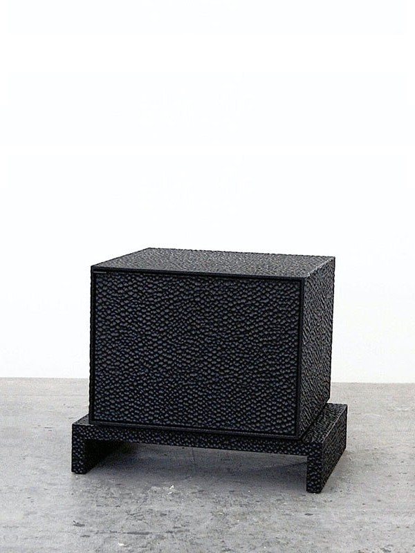 M1 Side Table in carved, blackened maple & brass by John Eric Byers for RUNE, New York.