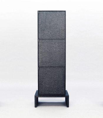 V3 Cabinet in carved, blackened maple & brass by John Eric Byers for RUNE, New York.