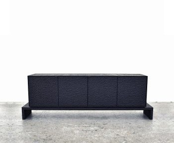 M1 Credenza in carved, blackened maple & brass by John Eric Byers for RUNE, New York.