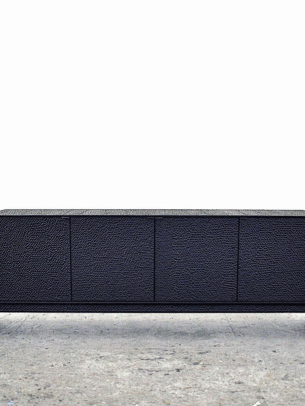 M1 Credenza in carved, blackened maple & brass by John Eric Byers for RUNE, New York.