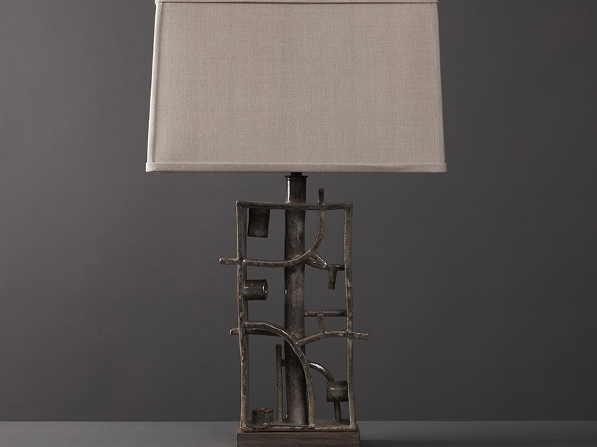 Organic stoneware ceramic table lamp by Clate Grunden.