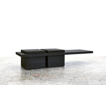 T3 Table in carved, blackened white oak by John Eric Byers for RUNE, New York.