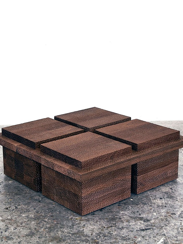 BW4S Table / Bench in carved walnut by John Eric Byers for RUNE, New York.