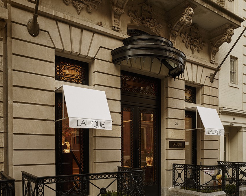 Facade of Lalique's Maison D'Artiste flagship on Manhattan's Upper East Side in New York City