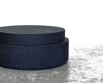 Cirkels Table by John Eric Byers in carved blackened ash is a modern, geometric and refined table available through RUNE, New York.