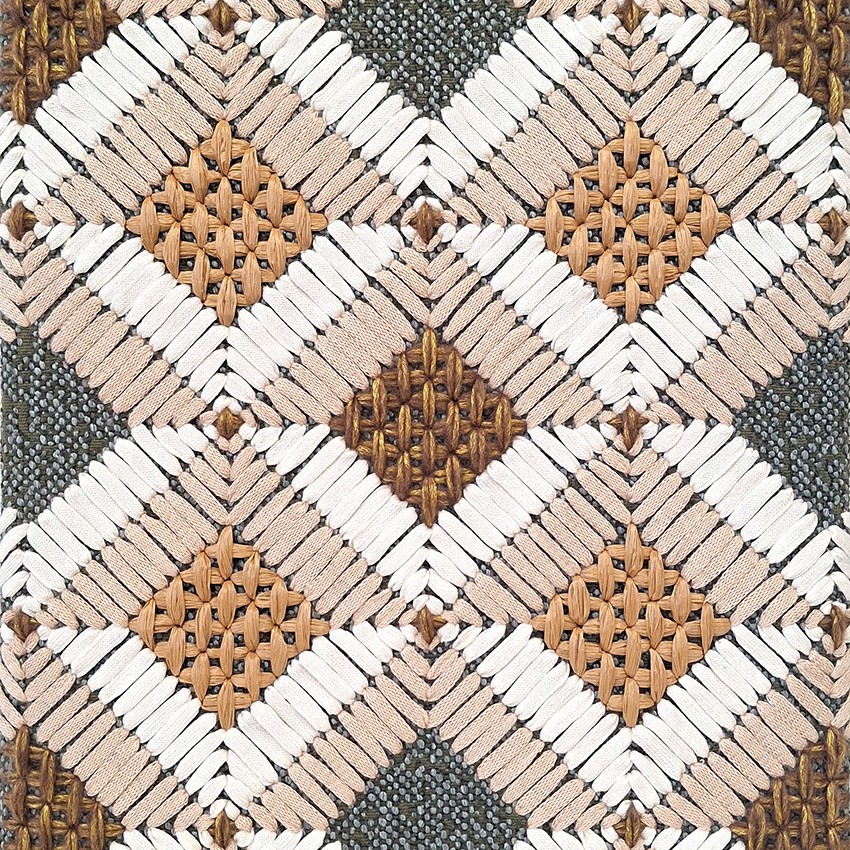 Embroidered fabric for furniture, wallcovering & interior design applications, handmade in France by P+L Studio, available through RUNE, New York.