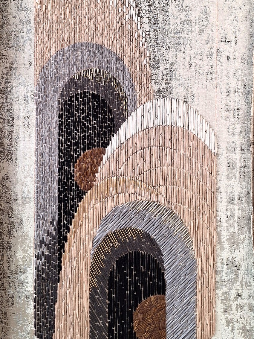 Embroidered fabric for furniture, wallcovering & interior design applications, handmade in France by P+L Studio, available through RUNE, New York.