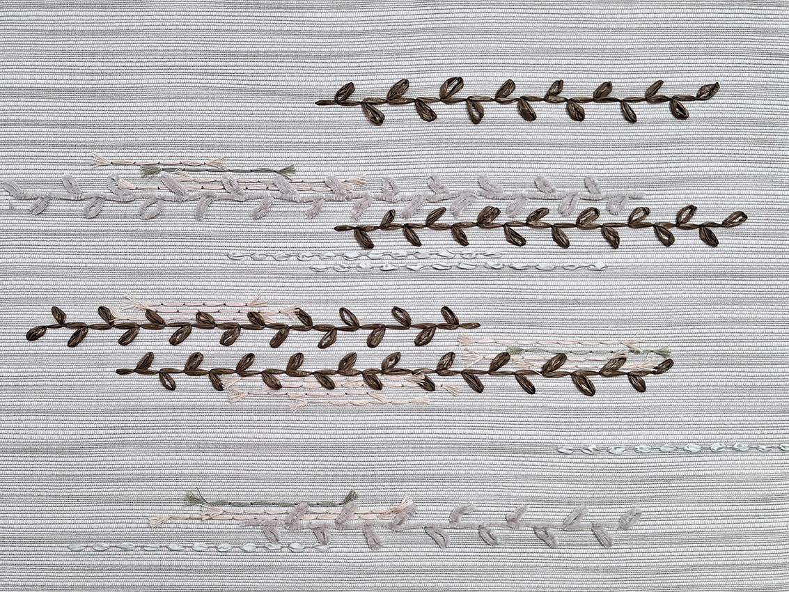 Handmade embroidered fabric by P+L Studio, France — available through RUNE, New York.