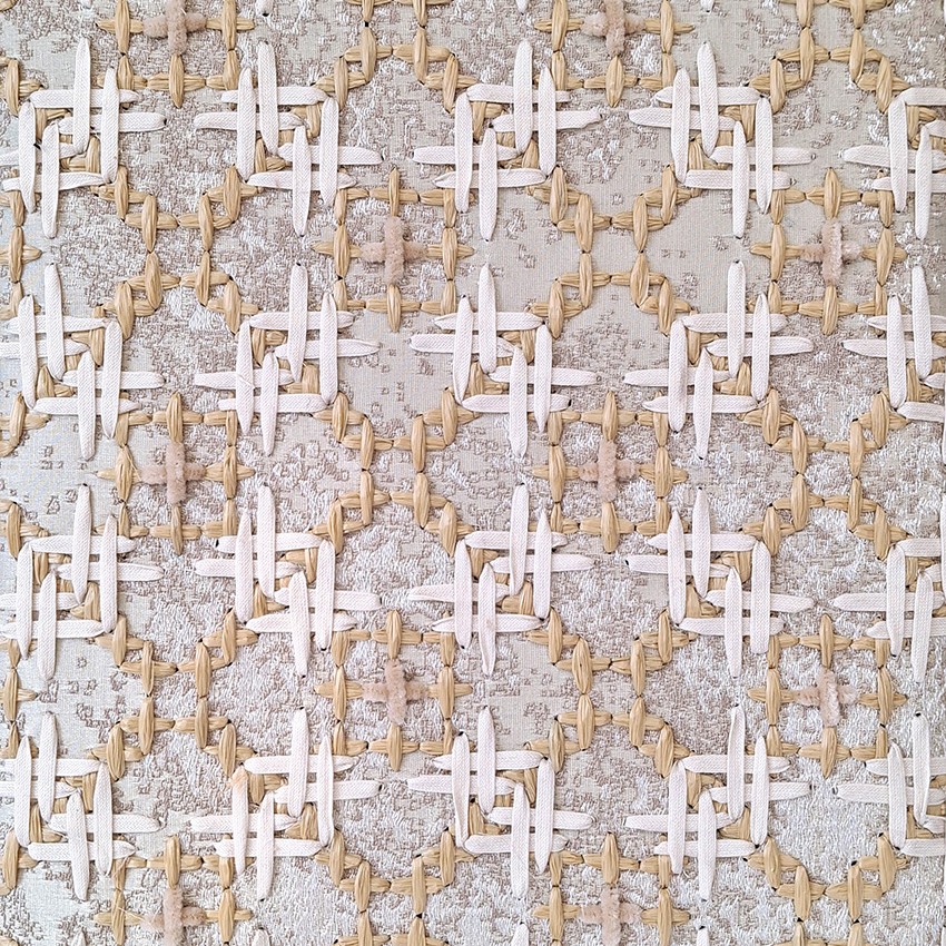 Handmade embroidered fabric from France by P+L Studio, ready for wallcovering, upholstery or large-scale interior design applications.